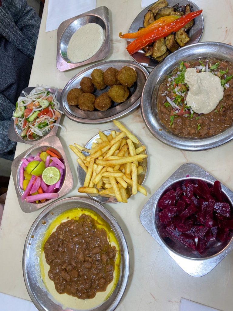 Amazing food at Mahmed Ahmed. Falafel, veggies and fried potatoes